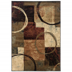 10’ X 13’ Brown And Black Abstract Geometric Area Rug