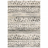 10’ X 13’ Ivory And Black Eclectic Patterns Indoor Area Rug