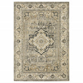 10’ X 13’ Beige And Gray Traditional Medallion Indoor Area Rug