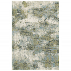 10’ X 13’ Blue And Sage Distressed Waves Indoor Area Rug
