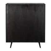 Modern Rustic Black Rattan Double Decker Accent Cabinet