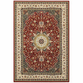 1' X 3' Red Ivory Machine Woven Oriental Indoor Area Rug