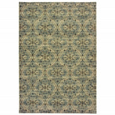 10’X13’ Ivory And Blue Geometric Area Rug