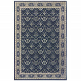 10’X13’ Navy And Gray Floral Ditsy Area Rug