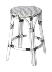 Classic White And Black Rattan Counter Stool