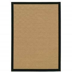9’X13’ Beige And Black Plain Indoor Outdoor Area Rug