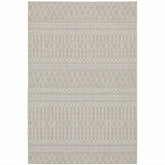 10’X13’ Gray And Ivory Geometric Indoor Outdoor Area Rug
