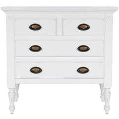 32" White Solid Wood Four Drawer Gentlemans Chest