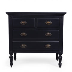 32" Black Solid Wood Four Drawer Gentlemans Chest