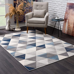 8’ X 11’ Navy Blue Geometric Diamond Area Rug