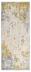 13' Runner Gold Abstract Dhurrie Runner Rug