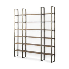 Silver Iron Framed Wooden Shelving Unit