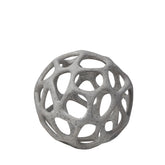 Petite Light Gray Metal Hollow Orb Sculpture
