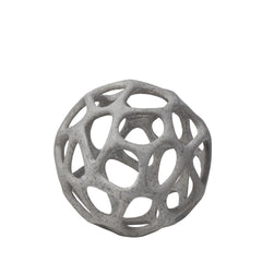 Petite Light Gray Metal Hollow Orb Sculpture