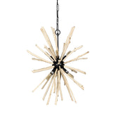Wood And Metal Starburst Six Bulb Hanging Light