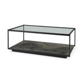 Iron Glass And Marble Rectangular Coffee Table