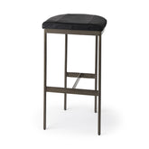 Black Leather Bar Stool With Gold Metal Frame
