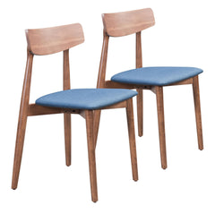 Set Of 2 Walnut Rubberwood King Louis Back Dining Chairs