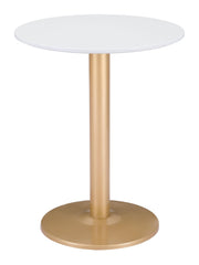 24" Gold And White Round End Table