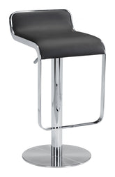 31" Black And Silver Steel Swivel Backless Adjustable Height Bar Chair With Footrest