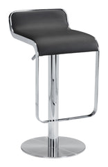 31" Black And Silver Steel Swivel Backless Adjustable Height Bar Chair With Footrest
