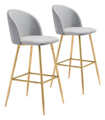41" Gray And Gold Steel Low Back Bar Height Chair With Footrest