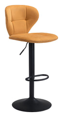 35" Yellow And Black Steel Swivel Low Back Counter Height Bar Chair With Footrest