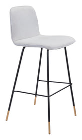 40" Light Gray Upholstered and Black Bar Height Chair With Footrest