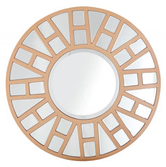 32" Polished Round Accent Mirror Wall Mounted With Metal Frame