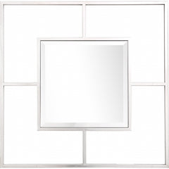 32" Painted Square Accent Mirror Wall Mounted With Metal Frame