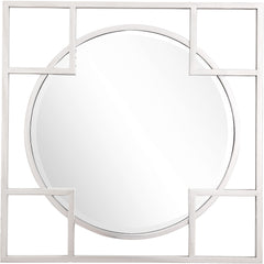 33" Rustic Square Accent Mirror Wall Mounted With Metal Frame