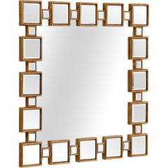 32" Rustic Square Accent Mirror Wall Mounted With Frame