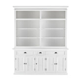 Classic White Hutch Bookcase with 5 Doors and 3 Drawers