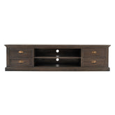 71" Black Wash Wood Entertainment Unit with Four Drawers