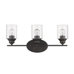 Three Light Bronze Wall Light with Clear Glass Shade