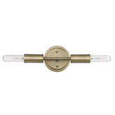 Two Light Dull Gold Narrow Bulb Wall Light