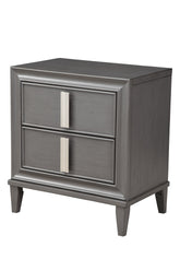 Dark Grey Contemporary 2 Drawer Nightstand