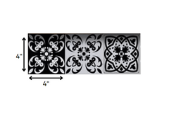 4" X 4" Black White and Gray Mosaic Peel and Stick Tiles