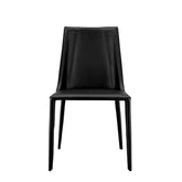 Sleek All Black Faux Leather Dining or Side Chair