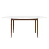 Modern Walnut and White Oval Dining Table