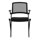 Set Of Two Black Polyester Blend Seat Swivel Task Chair Mesh Back Steel Frame