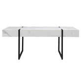 43" White Faux Marble And Metal Rectangular Coffee Table