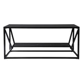 42" Black Glass And Metal Rectangular Coffee Table