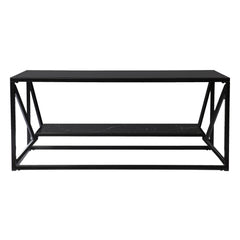 42" Black Glass And Metal Rectangular Coffee Table