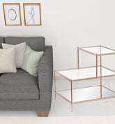 24" Gold And Clear Glass Tiered Rectangular End Table