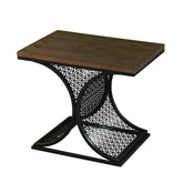 19" Black And Brown Manufactured Wood And Iron Rectangular End Table