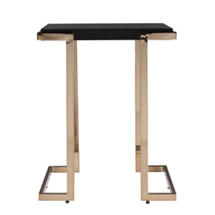 24" Black Geometric Metal Square End Table
