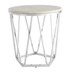 23" Silver Manufactured Wood And Iron Round End Table
