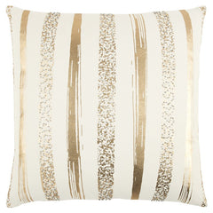 Gold Glam Stripe Beaded Throw Pillow