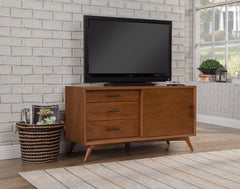 50" Wood Brown Mahogany Solids Okoume And Veneer Cabinet Enclosed Storage TV Stand
